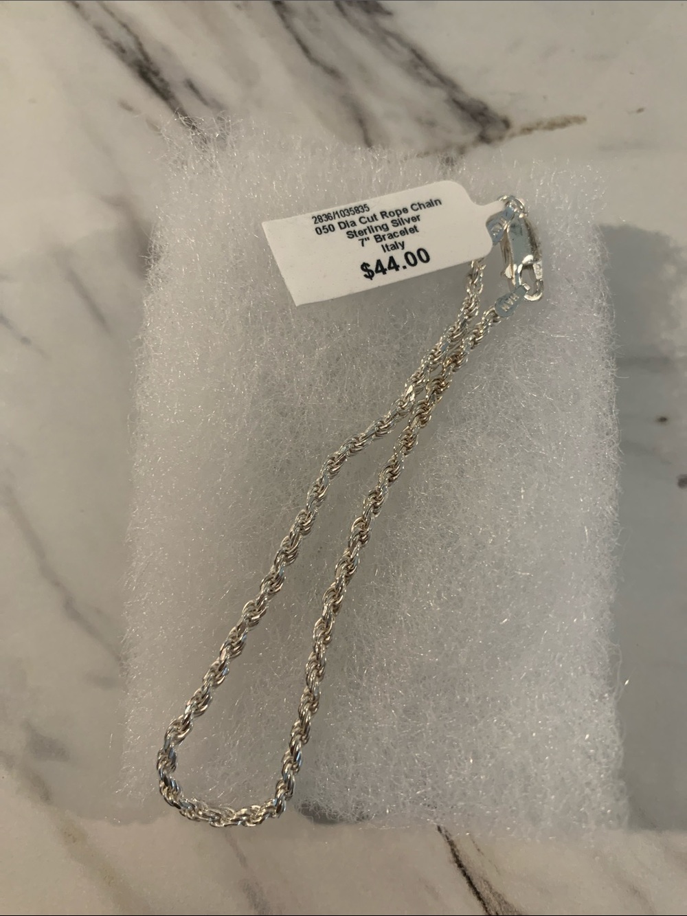 Sterling Silver 7” Rope Chain Bracelet - Silver